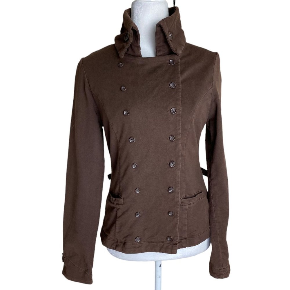 CAbi Double-Breasted Military Jacket in Brown Adjustable Waist Womens Sz M